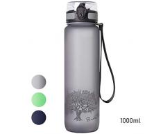 Bodhi Tree Sportflasche/Tritan Trinkflasche - BPA-frei - auslaufsicher / 650ml 1000ml Wasserflasche - kann mit Einer Hand geöffnet Werden - für Yoga, Fitness und Outdoor Sport
