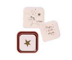 LÄSSIG Kinder Snackbox 3er Set stapelbar spülmaschinengeeignet/Snack Box More Magic Horse, rosa
