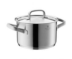 WMF Gourmet Plus Kochtopf, hoch 20cm, Metalldeckel, Fleischtopf 3,9l, Cromargan Edelstahl mattiert, Innenskalierung, Dampföffnung, Topf Induktion, unbeschichtet