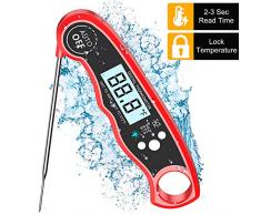 Cocoda Fleischthermometer Digital, IPX6 Wasserdichtes Grillthermometer mit 12cm Sonde, 2s Sofortige Lesungen, LCD Bratenthermometer Küchenthermometer mit Magnet für Küche Grillen Ofen Smoker Öl