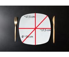 Topkapi REB2220-6er Set Flacher Teller Eckig und Weiß, Kuchenteller, Dessertteller~17,5 cm x ~17,5cm (Ø ~20cm), Eckig, weiß, Porzellan