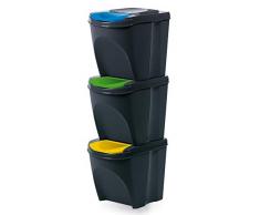 Mülleimer Abfalleimer Mülltrennsystem 60L - 3x20L Behälter Sorti Box Müllsortierer 3 Farben von rg-vertrieb (Anthrazit)