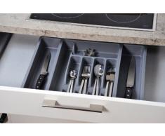 Kesper 30087 Besteckkasten ausziehbar, Kunststoff, Maße: 29 -50 cm x 38 x 6.5 cm, grau