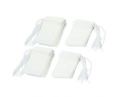 Leeyyo Einweg-Teebeutel, Vliesstoff, leere Teefiltertüten mit Kordelzug für lose Tee-Ei Beutel, chinesisches Kräuter, 100 Stück