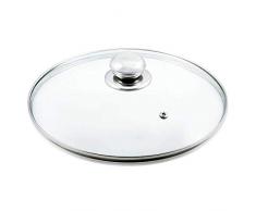 Kerafactum Topfdeckel Deckel aus Glas spülmaschinenfest hitzebeständiger Universaldeckel für Topf und Pfanne gehärtetes Qualitätsglas Glasdeckel Dampfloch hochwertiger Griff aus Edelstahl (12 cm)