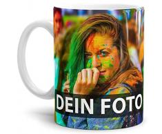 Tasse selbst individuell gestalten/Personalisierbar mit eigenem Foto Bedrucken/Fototasse/Motivtasse/Werbetasse/Firmentasse mit Logo/Weiss - Glanz - XXL Druck