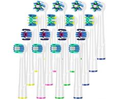 Qlebao16er Aufsteckbürsten Kompatibel mit Oral B Elektrische zahnbürste, 4er 3D Whitening, 4er Precision Clean, 4er Tiefenreinigung, 4er CrossActivily Aufsätze, Kompatibel mit Braun Oral&b Zahnbürsten