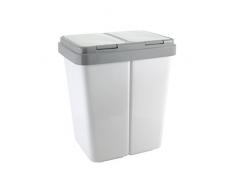 Ribelli Zweimer Duo Müllbehälter mit Deckel Kunststoff Mülleimer für die Küche geruchsdichter Abfalleimer Mülltrennsystem 2 x ca. 25 Liter - Farbe: Grau