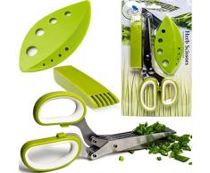 Kräuterschere Schnittlauchschneider Küchenhelfer Kräuter Schneider - Chuzy Chef Kitchen Gadget Küchenschere für Kräuter Schere für Kräutergarten mit Reinigungsbürste