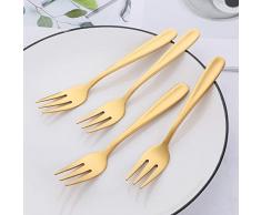 18/10 Rostfreier Stahl Kuchen Gabel 3 Zinken Obst Gabel, Bisda 8-teilig Gold Gabeln Satz Spiegelpolitur ideal für Hochzeitsfest Dessert