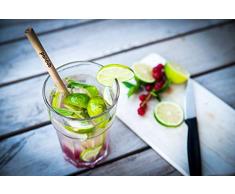 pandoo 12er-Pack Strohhalme aus 100% Bambus inklusive Reinigungsbürste | Wiederverwendbare & umweltfreundliche Trinkhalme | 100% biologisch abbaubar