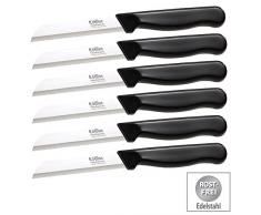 Löffler Schneidewaren Co. Haushaltsmesser: 6 Edelstahl-Gemüse-/Obstmesser aus Solingen, 8,5-cm-Klinge Sägeschliff (Messer Solingen)