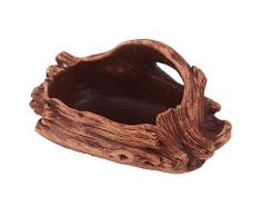 Auslaufsicherer Blumentopf Simulierter Holzstumpf Wurzelzementbecken Sukkulente Topf Topfzubehör für Heimschmuck Landschaftszubehör (Braun)