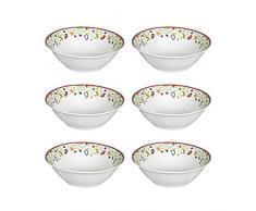 Flirt by R&B 42924 Doppio Shanti Müslischale mit Paisley-Muster, Porzellan, Ø 14 x 4,5 cm, weiß/rot/grün (6er Pack)