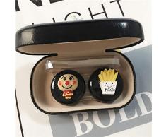 LFchujian Reizender Kontaktlinsen-Kasten-Retro Jungen-große Kapazitäts-Speicher-Pers5onlichkeit-weiblicher beweglicher kreativer lederner Kasten.-Brot schwarz