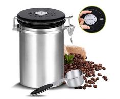Kaffeedose Luftdicht,Kaffeebehälter,Kaffeedose Edelstahl Aromadose Vorratsdose,kaffeebohnenbehälter vakuum kaffeedose mit löffel,für Kaffeebohnen oder Kaffeepulver,Tee,Nüsse,Kakao 1.5Liter,Silber
