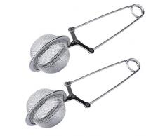 PROKITCHEN 2X Teesiebe Edelstahl, Teezangen für losen Tee Teeliebhaber Ø 4.5 cm