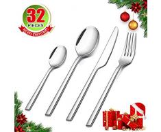 Elegant Life Boston Besteck Set für 8 Personen, 32 Teilige, 18/10 Poliert (Glänzend), Edelstahl Hochwertige Spiegelpolierte Besteck-Sets, Monobloc-Messer, Mehrzweckgebrauch für Haus, Küche, Restaurant