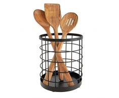 iDesign Küchenutensilienhalter für die Arbeitsfläche, runder Besteckhalter aus Metall, Küchen Aufbewahrung, mattschwarz