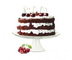 Sendez Kuchenplatte mit Relief Ø29cm Tortenplatte auf Porzellanfuß Tortenständer Käseplatte Servierplatte