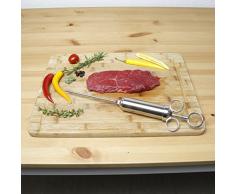 Bratenspritze Marinier-Spritze Gewürzspritze Edelstahl-Ausführung inklusive 2 Nadeln 60 ml für Fleisch BBQ zum Grillen Braten Pökeln Würzenspritze Marinadespritze