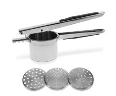 Navaris Kartoffelpresse Spätzlepresse Eispresse aus Edelstahl - Presse für Spätzle Kartoffeln Eis Obst Gemüse - inklusive austauschbarer Scheiben