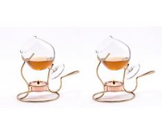 Old Dutch 7 von 4-Zoll Brandy Stövchen mit Teelicht und Glas Nosing-Glas, kupfer, Set 2