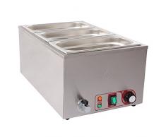 Beeketal BBM-3 Gastronorm Bain Marie mit Ablaufhahn, Profi Gastro Speisewärmer inkl. 3 x (GN) 1/3 Edelstahl Gastronorm Behälter mit Deckel, Wasserbad Temperatur einstellbar von 35-65 °C