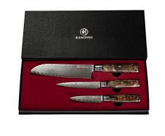 KENSHUI Damastmesser Set Küchenmesser Japanisches Profi Koch Geschenk