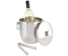 mDesign Eiswürfelbehälter mit Deckel und Zange – Eiseimer aus Edelstahl – Eisbehälter mit Doppelwand-Isolierung für besonders Lange Kühlung – mattsilberfarben