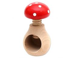 Dekohelden24 Hochwertiger handgedrechselter Holz Nussknacker als Fliegenpilz, hochwertige Handarbeit, ca. 10 cm