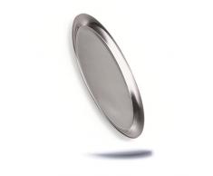 Kerafactum Oval Serviertablett Servierplatte Tablett aus Edelstahl 26,5 cm matt poliert mit gebördeltem Rand klein zum servieren Spülmaschinenfest - Service Tray