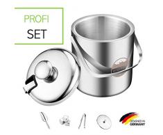 SilverRack Premium Eiswürfelbehälter Edelstahl - isolierter Eiswürfelbehälter mit Deckel und Zange für Früchte und EIS - Eisbehälter für Eiswürfel - ideal für Picknick, Party oder Hochzeit