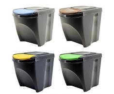 Sortibox 4er Set Mülleimer Abfalleimer Küche (80 Liter 4x20L) Papierkorb Behälter Abfallsammler Mülltrenner Sammler Biomüll Badeimer (Grau)