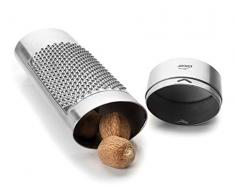 Hochwertige Muskatreibe mit Aufbewahrung Edelstahl Vorratsbehälter Muskatnussreibe