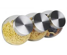 APS Vorratsglas – Behälter mit Premium Glaskugel-Optik und einem Schraubdeckel aus rostfreiem Edelstahl – Aromadichte durch den hochwertigen Schraubdeckel