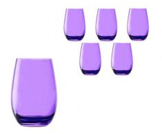 Stölzle Lausitz Elements Becher in lila, 465 ml, 6er Set Gläser, spülmaschinenfest, bunte Trinkbecher, hochwertige Qualität