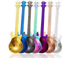 7 Stück Kaffeelöffel Set, Bunte Edelstahl Gitarren Löffel Set Kleine Zuhause Löffel, Dessertlöffel,Eis Löffel,Joghurtlöffel, Teelöffel,Kaffee Löffel,Espressolöffel,Eierlöffel,Suppenlöffel,Rührlöffel