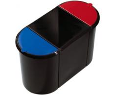 Helit H6103597 Trio-System-Papierkorb großer Behälter schwarz / blau / rot