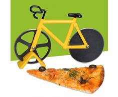 Pizzaschneider im Fahrrad Design - Gelb-Schwarz 18 x 12 x 3 cm - Edelstahl Pizzaroller für Pizza Calzone Flammkuchen
