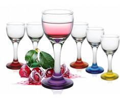 6 Schnapsgläser auf Fuß Likörgläser Tequilagläser Bunte Schnaps Shots Stamper Aperitif