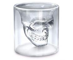 HAR Schädel Glas Weinglas, Einzigartige Double-Transparentes Glas Design Schädel Kreatives Design Geeignet Für Saft/Whiskey/Wein/Bier (3PCS)
