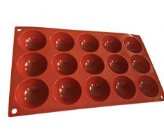 ROYAL HOUSEWARE 15 Halbkugeln Bällchen Silikonform Backform Schokoladenform Kuchenform Eiswürfelform Pralinenform Cupcake Keks Kuchen Basteln Backen Verzieren Eckige Runde Form
