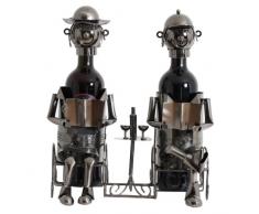 BRUBAKER Flaschenhalter Ehepaar Metall Skulptur Geschenk mit Geschenkkarte