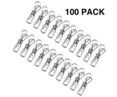 Lawei 100 Stück Wäscheklammern aus Edelstahl Clips Wäscheklammer für Handtuch Kleidung Socken - 53 x 20mm