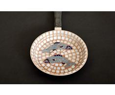 Handgemachte Vogeltränke Fischpfanne 18 cm - Einzelstück - Mosaik