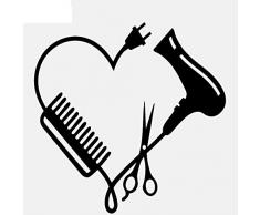 Kreativer Autoaufkleber Haarstylist Herzkamm Scherentrockner Motorradzubehör Reflektierender Aufkleber, 12 cm * 12 cm