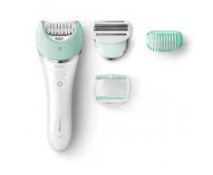 Philips Epiliergerät Satinelle Prestige BRE620/00 / Nass- und Trocken Epilierer inkl. Massage-, Rasier- und Trimmaufsatz zur Anwendung am Körper, insbesondere der Beine für langanhaltend glatte Haut