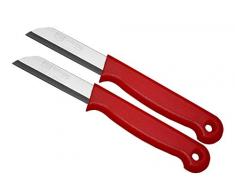 Schwertkrone Schälmesser Set Solingen - 2 Obstmesser Gemüsemesser Floristenmesser Bandstahl rostfrei (rot 2-Stück)