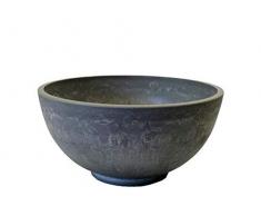 Wunderschöne Pflanzschale/Schale zum Bepflanzen – Runde Blumenschale - Kunststoff/Kunststoffschale - Winterfest (Klein: Ø 33cm, Grau)